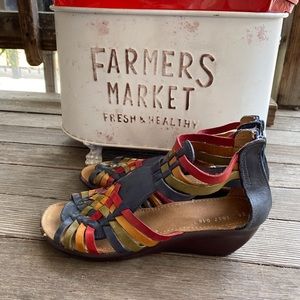 Multi colored sandal wedges